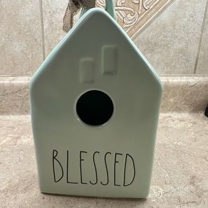 Rae Dunn “blessed” bird house. Sage color. Perfect condition.